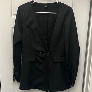 SHEIN Bundle Black and Tan‎ Blazers with Lace Detail